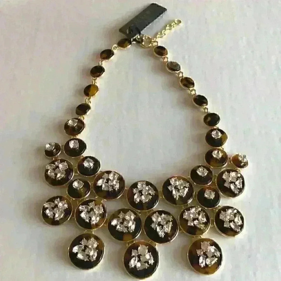 J Crew NEW Tortoise & Crystal Statement Ne… - Picture 3 of 10
